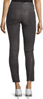 Thumbnail for your product : Frame Le High Skinny-Leg Leather Pants with Slit Hem