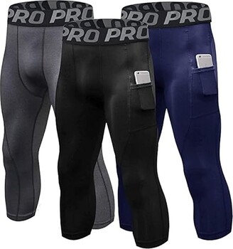 Willit Men's Active Yoga Leggings Pants Running Dance Tights with Pockets  Cycling Workout Pants Quick Dry