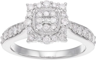 Boston Bay Diamonds 10k White Gold 5/8 Carat T.W. Composite Diamond Engagement Ring