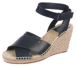 Tory Burch Leather Espadrille Wedges