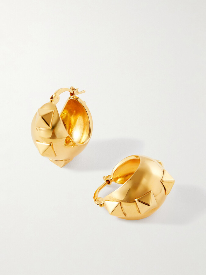 Valentino Garavani Rockstud Wispy Gold-tone Hoop Earrings - One size