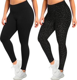 Aoliks 2 Pack Plus Size Womens Leggings High Waisted Workout Yoga Pants  Black Camouflage