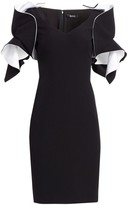 Thumbnail for your product : Badgley Mischka Origami-Sleeve Crepe Two-Tone Dress