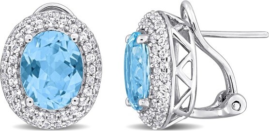 Everly Jewelry EVERLYJEWELRY|SterlingSilver85/8CTTGWBlueTopaz-SkyWhiteTopazFashionPostEarrings