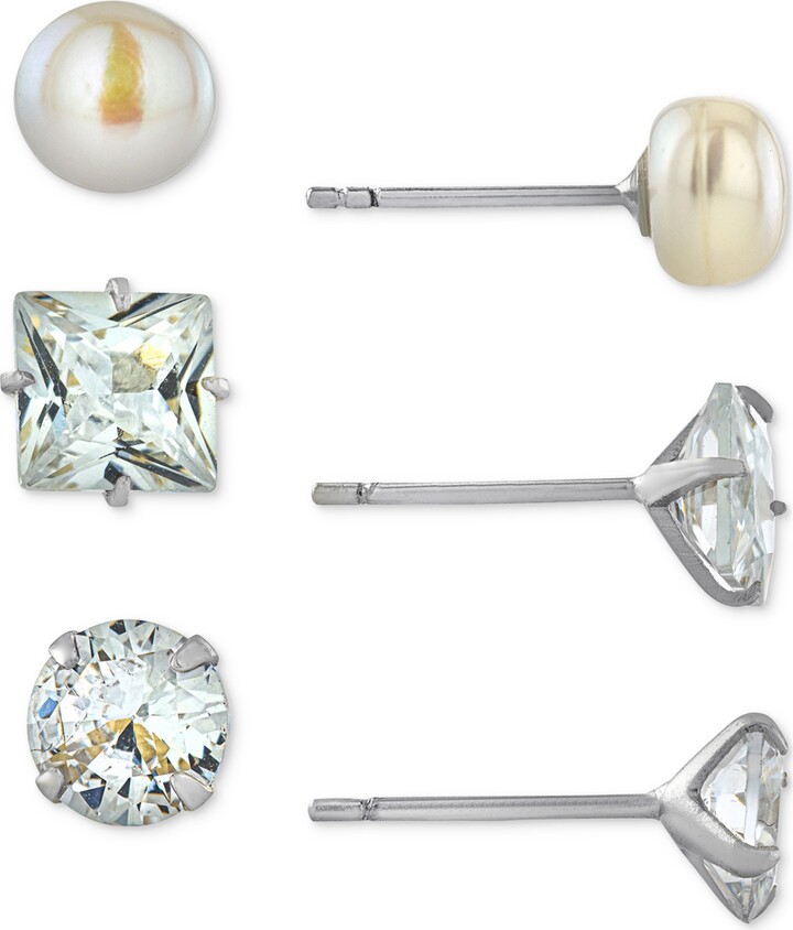 Giani Bernini Cubic Zirconia Love Knot Drop Earrings in Sterling Silver, Created for Macy's - Silver