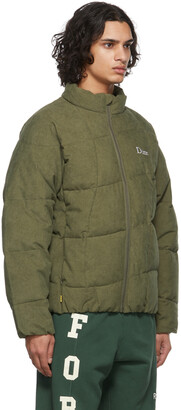Dime Green Corduroy Wave Puffer Jacket - ShopStyle