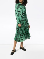 Thumbnail for your product : Plan C Leaf Print Midi Shirt Dress