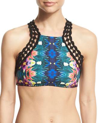 Nanette Lepore Habanera Stargazer High-Neck Printed Swim Top