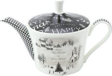 Grace's Tea Ware Scandinavian Wonderland Winter Village 16 -oz. Bone China Teapot