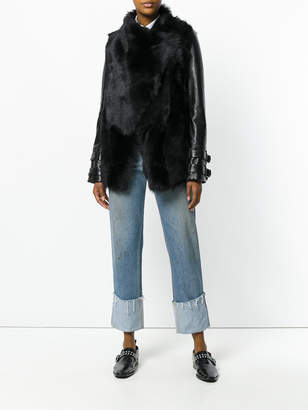 Plein Sud Jeans panelled fur jacket