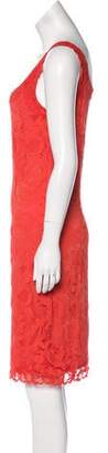 Josie Natori Lace Knee-Length Dress Red Lace Knee-Length Dress