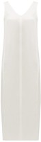 Thumbnail for your product : Raey High V-neck Silk Midi Dress - Ivory