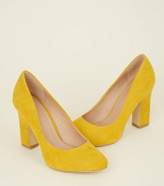 Thumbnail for your product : New Look Wide Fit Yellow Suedette Block Heel Courts