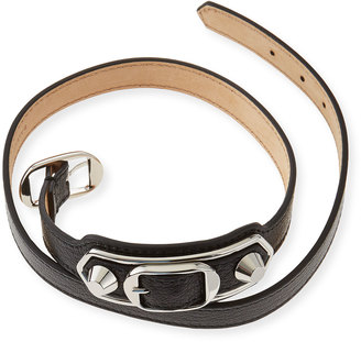 Balenciaga Classic Leather Wrap Bracelet, Black