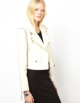 Thumbnail for your product : Just Female Leather Biker Jacket - White