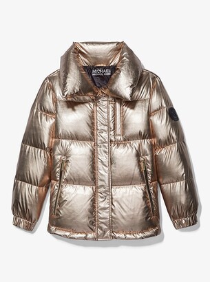 Michael kors metallic quilted nylon puffer coat Clearance