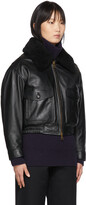 Thumbnail for your product : Ami Alexandre Mattiussi Black Grained Leather Shearling Jacket
