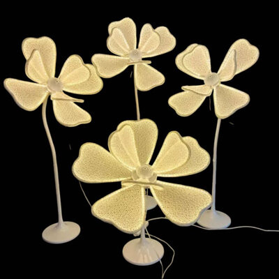 FashionSecretsLLC Long Peony Neon Flowers Leads The Way Long Metal Stand LED Light Event Decoration Prop Decor Warm White 100Cm, 80Cm