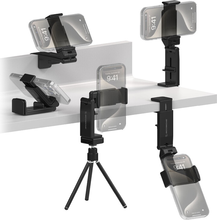 Scosche SUHTRVL-SP1 Universal 360° Adjustable Lightweight, Compact Travel Phone Mount or Stand Black