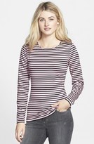 Thumbnail for your product : Anne Klein Zip Detail Stripe Stretch Knit Top