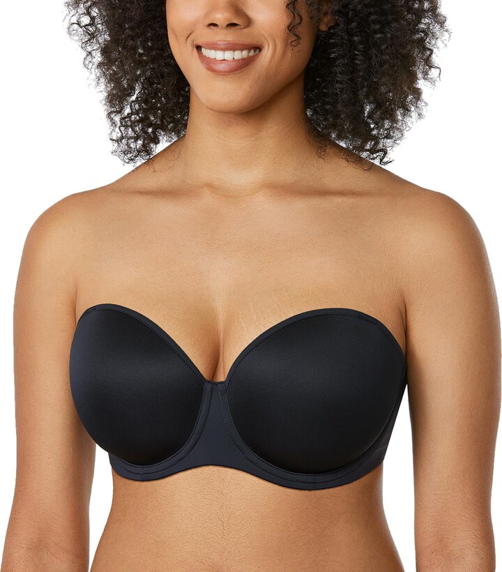 AISILIN Women's Strapless Bra Underwire Multiway Padded T Shirt Full  Coverage Bra for Bigger Bust Black 40E - ShopStyle