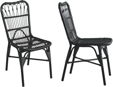 Bay Isle Home Durable PE Wicker and Iron Outdoor Dining Chairs, Set of 2 for Patio, Backyard, and Poolside