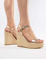 Thumbnail for your product : Lipsy Metallic Espadrille Heeled Wedge-Gold