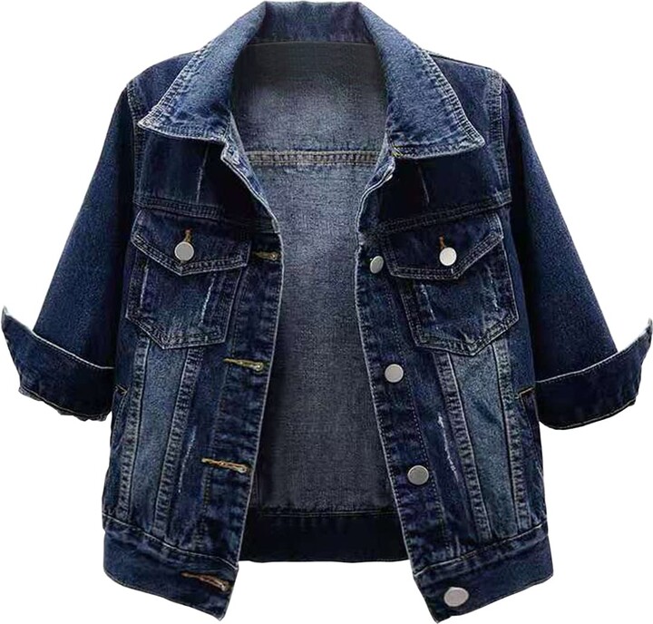 Denim Jacket Locachy Women's Lightweight Cotton Casual Summer