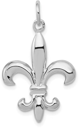 Solid 925 Sterling Silver 3-D Antiqued-Style Fleur De Lis with Lobster Clasp Pendant Charm 10mm x 36mm 