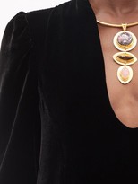 Thumbnail for your product : Fil De Vie Virginia Plunge-neck Velvet Midi Dress - Black