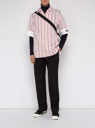 Calvin Klein Logo Embroidered Striped Cotton Poplin Shirt - Mens - Pink