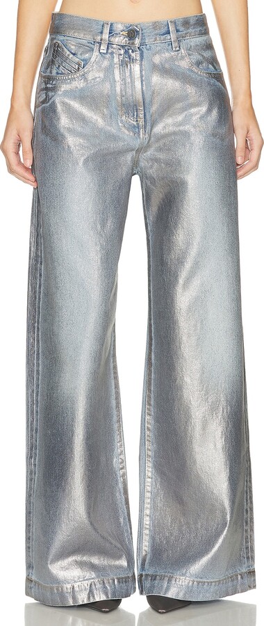 ATTICO Laminated Long Pant in Metallic Silver