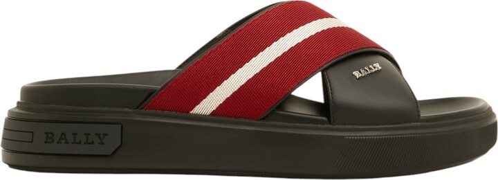 Jake 6300473 Men's Black/Red Calf Plain Leather Sandals