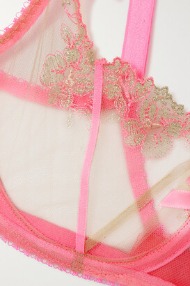 Agent Provocateur Tessy Satin-trimmed Embroidered Tulle Underwired Soft-cup  Bra - Pink - ShopStyle