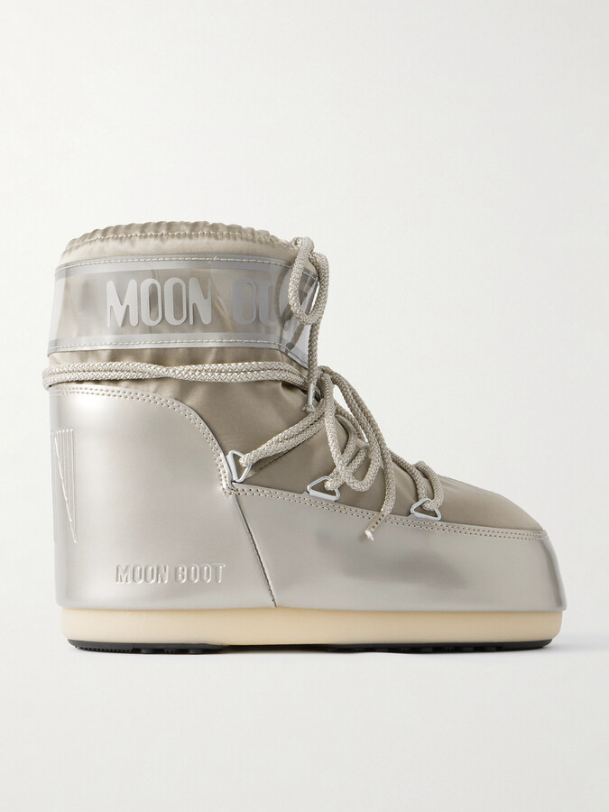 Moon Boot Icon Glow Glance Metallic Satin And Pvc Snow Boots - Silver