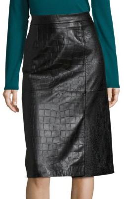 BOSS Seminca Croc-Embossed Leather Skirt