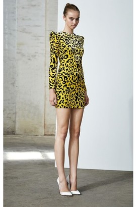 Alex Perry Jax Leopard Print Velvet Mini Dress
