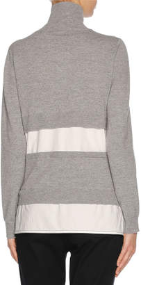 Marni Knit Combo Turtleneck Sweater, Gray