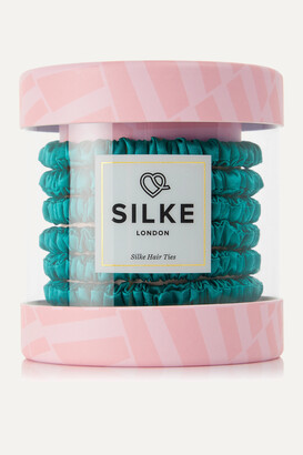 SILKE LONDON Bloom Set Of Six Silk Hair Ties - Emerald