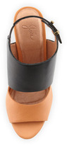 Thumbnail for your product : Joie Ashland Two-Tone Wedge Sandal, Black/Natural