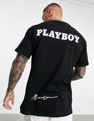 Mennace x Playboy oversized T-shirt in black with front and back print -  ShopStyle