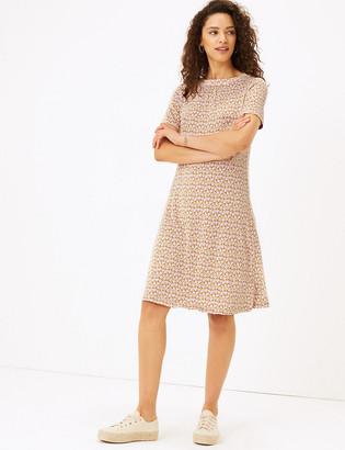 Marks and Spencer Jersey Floral Knee Length Swing Dress
