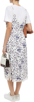Sandro Wera Lace-trimmed Floral-print Jacquard Midi Slip Dress