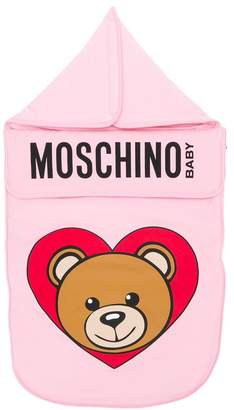 Moschino Kids Teddy logo print sleeping bag