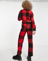 Thumbnail for your product : Collusion brushed check boilersuit in red and black