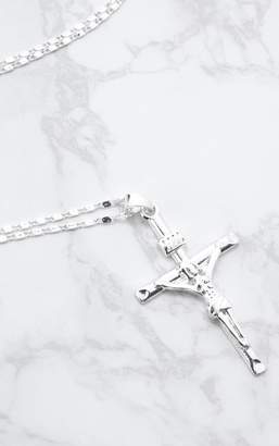 PrettyLittleThing Silver Large Cross Renaissance Pendant Necklace