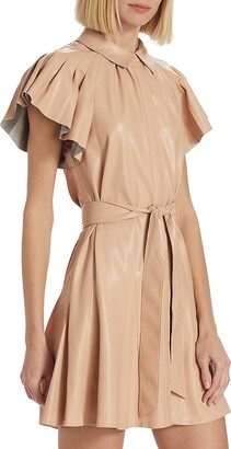 Alice + Olivia McKell Belted Faux Leather Minidress
