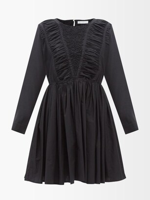 Merlette New York Vlinder Embroidered Pima-cotton Poplin Dress - Black