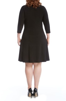 Karen Kane Plus Size Women's Jersey Cascade Faux Wrap Dress