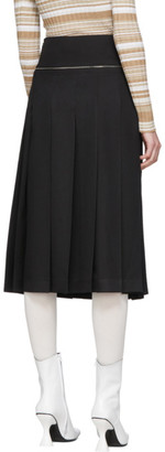 we11done Black Unbalanced Pleats Mid-Length Skirt